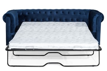 Chesterfield Lyx 3-seter Fløyelssofa – Dyp sofa - Blå - Møbler - Sofaer - Sovesofaer