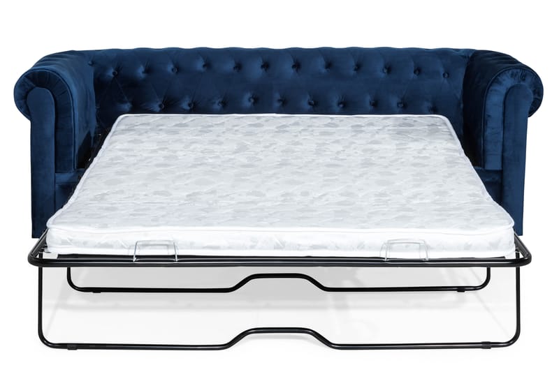 Chesterfield Lyx 3-seter Fløyelssofa – Dyp sofa - Blå - Møbler - Sofaer - Sovesofaer