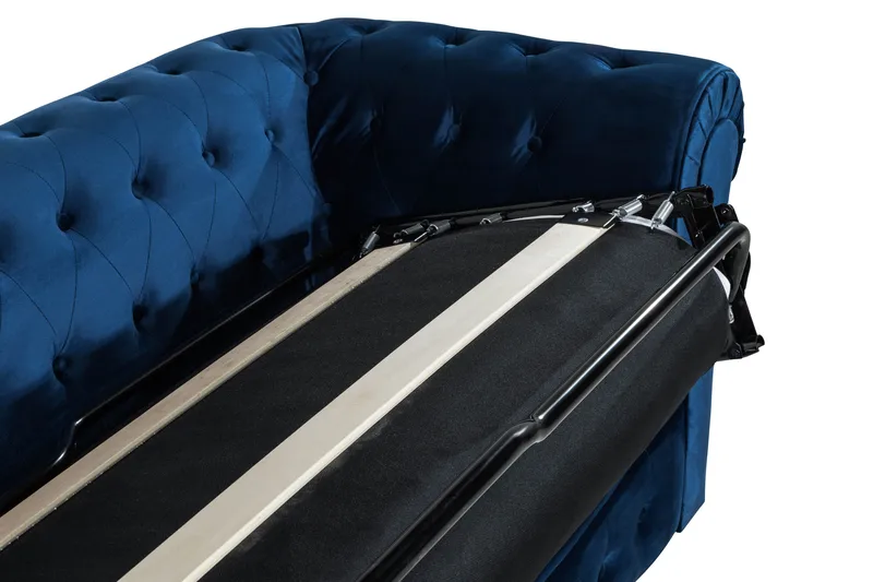 Chesterfield Lyx 3-seter Fløyelssofa – Dyp sofa - Blå - Møbler - Sofaer - Sovesofaer