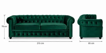 Chesterfield Lyx 3-seter Fremoverbøyd sovesofa i fløyel - Grønn - Møbler - Sofaer - Sovesofaer