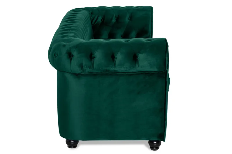 Chesterfield Lyx 3-seter Fremoverbøyd sovesofa i fløyel - Grønn - Møbler - Sofaer - Sovesofaer
