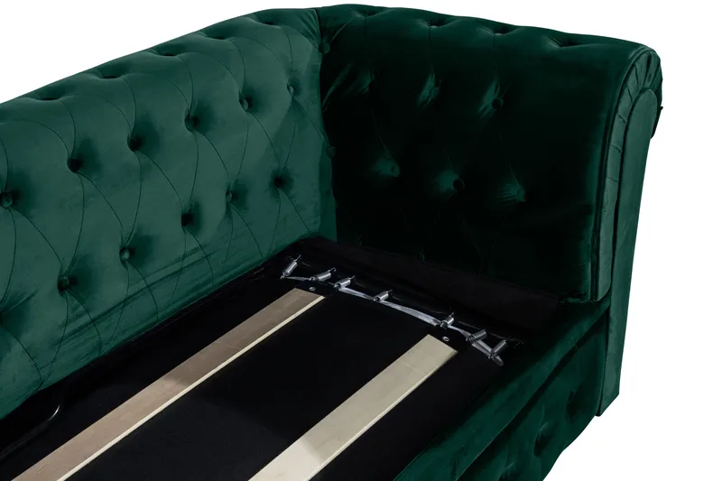 Chesterfield Lyx 3-seter Fremoverbøyd sovesofa i fløyel - Grønn - Møbler - Sofaer - Sovesofaer