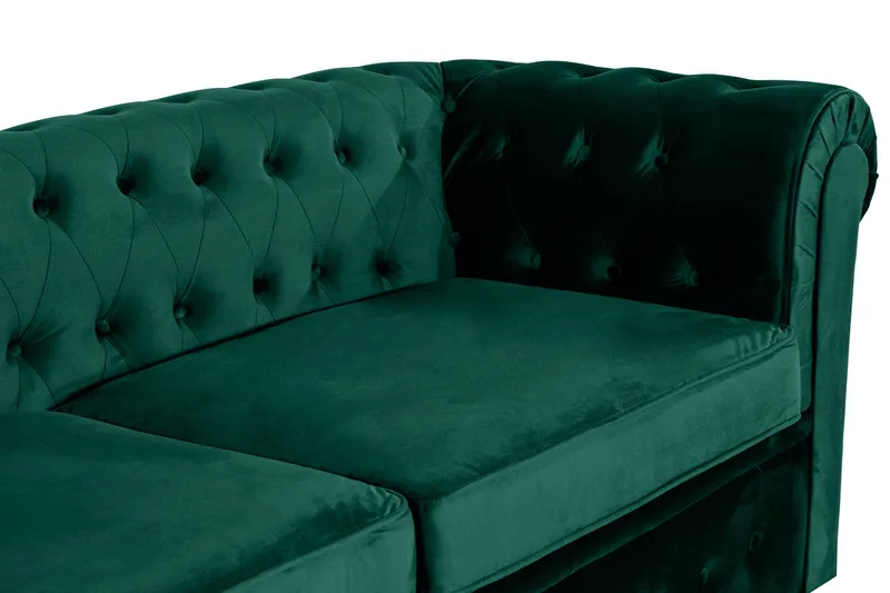 Chesterfield Lyx 3-seter Fremoverbøyd sovesofa i fløyel - Grønn - Møbler - Sofaer - Sovesofaer