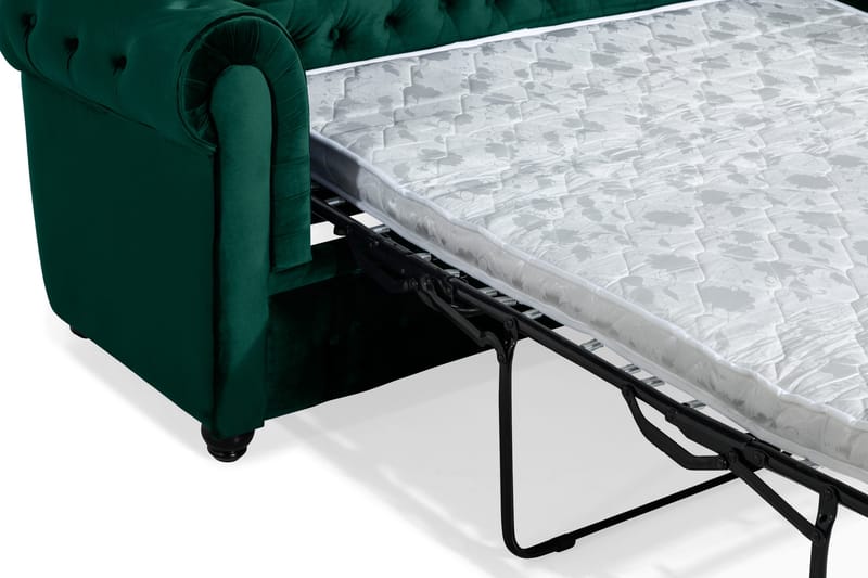 Chesterfield Lyx 3-seter Fremoverbøyd sovesofa i fløyel - Mørkegrønn / Grønn - Møbler - Sofaer - Sovesofaer