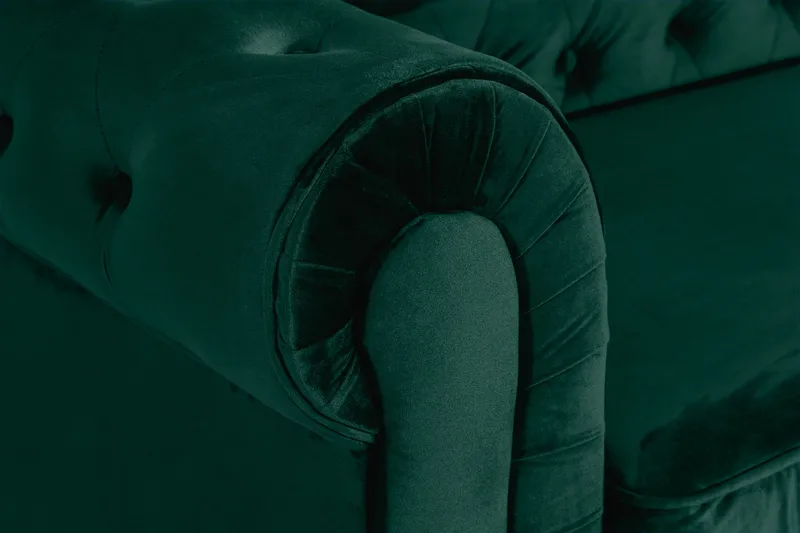 Chesterfield Lyx 3-seter Fremoverbøyd sovesofa i fløyel - Mørkegrønn / Grønn - Møbler - Sofaer - Sovesofaer