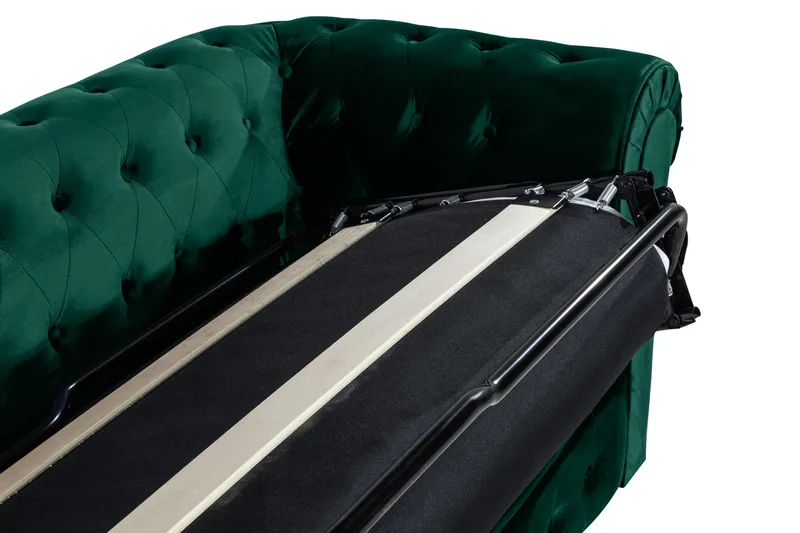 Chesterfield Lyx 3-seter Fremoverbøyd sovesofa i fløyel - Mørkegrønn / Grønn - Møbler - Sofaer - Sovesofaer