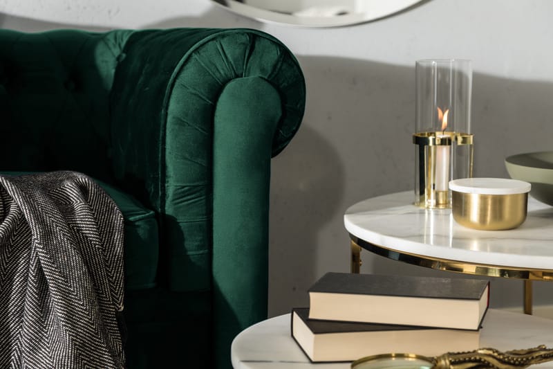 Chesterfield Lyx 3-seter Fremoverbøyd sovesofa i fløyel - Mørkegrønn / Grønn - Møbler - Sofaer - Sovesofaer