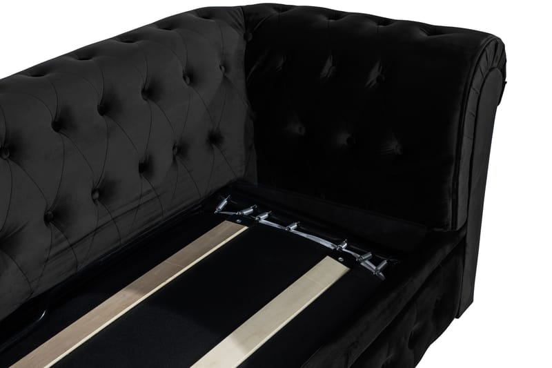 Chesterfield Lyx 3-seter Fremoverbøyd sovesofa i fløyel - Svart - Møbler - Sofaer - Sovesofaer