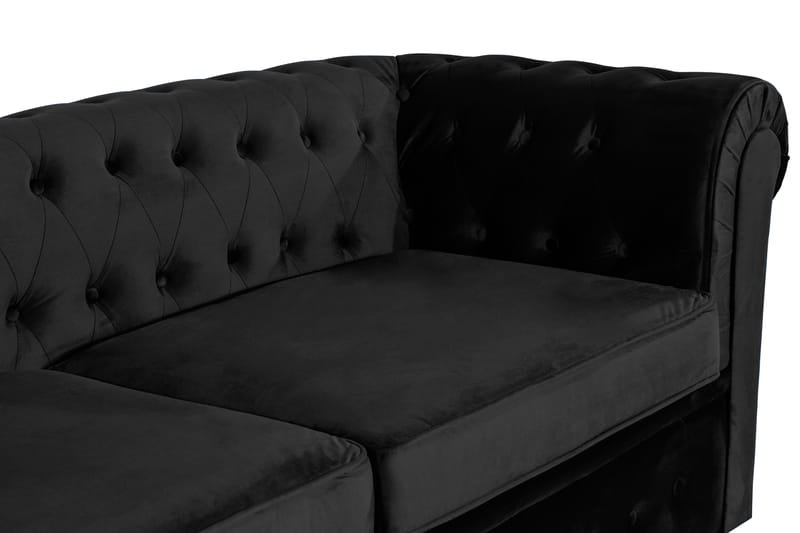 Chesterfield Lyx 3-seter Fremoverbøyd sovesofa i fløyel - Svart - Møbler - Sofaer - Sovesofaer