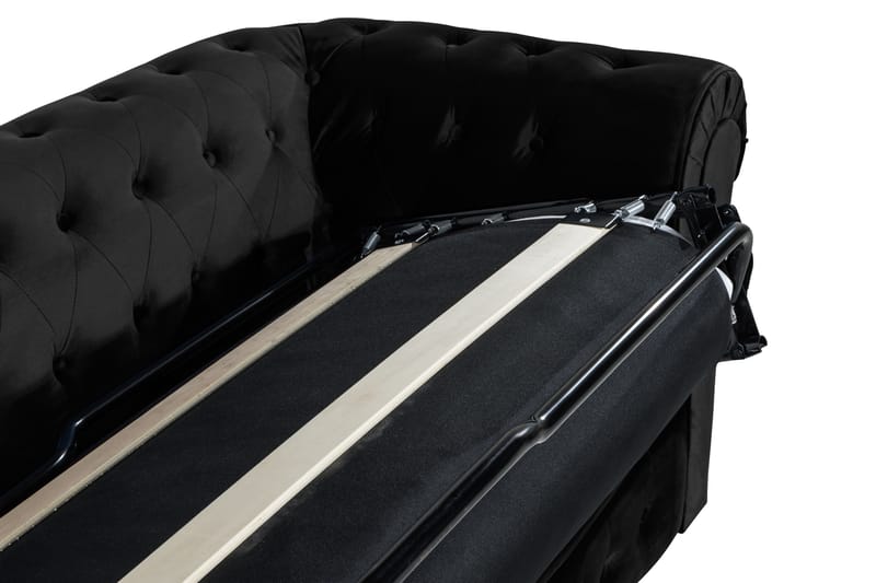 Chesterfield Lyx 3-seter Fremoverbøyd sovesofa i fløyel - Svart - Møbler - Sofaer - Sovesofaer