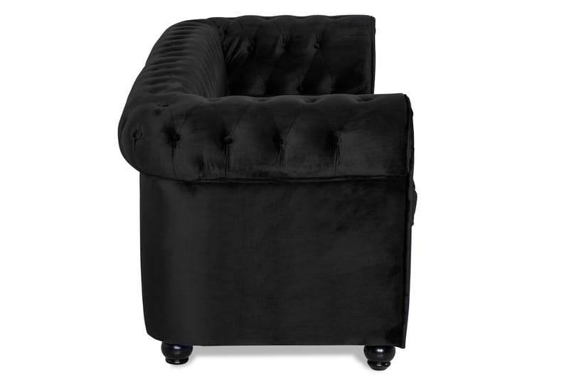 Chesterfield Lyx 3-seter Fremoverbøyd sovesofa i fløyel - Svart - Møbler - Sofaer - Sovesofaer