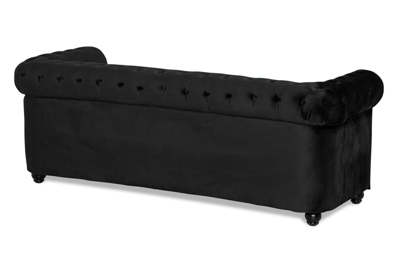 Chesterfield Lyx 3-seter Fremoverbøyd sovesofa i fløyel - Svart - Møbler - Sofaer - Sovesofaer