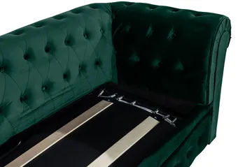 Chesterfield Lyx 3-seters framoverutslått sovesofa med HVILA overmadrass 140x200 cm lateks med vaskbart trekk - Grønn - Møbler - Sofaer - Sovesofaer
