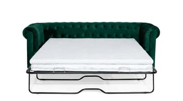 Chesterfield Lyx 3-seters framoverutslått sovesofa med HVILA overmadrass 140x200 cm polyesterskum med vaskbart trekk - Grønn - Møbler - Sofaer - Sovesofaer