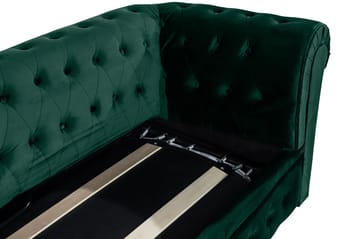 Chesterfield Lyx 3-seters framoverutslått sovesofa med HVILA overmadrass 140x200 cm polyesterskum med vaskbart trekk - Grønn - Møbler - Sofaer - Sovesofaer