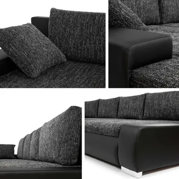 Cillo 5-seters U-formet sovesofa med dobbeltdivan - grå - Møbler - Sofaer - Sovesofaer