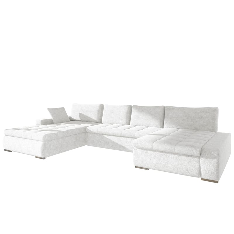 Cillo 5-seters U-formet sovesofa med dobbeltdivan - hvit - Møbler - Sofaer - Sovesofaer