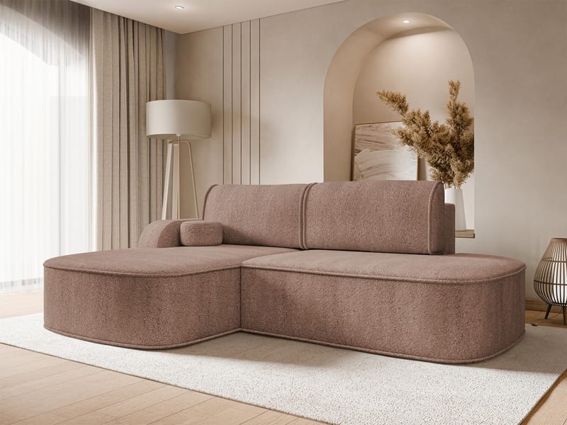 Cinrel Sovesofa med sjeselong 3-seter - Rosa - Møbler - Sofaer - Sovesofaer