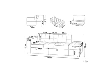 Citlalic 3-seter Sovesofa 90x210 cm med Oppbevaring i Stoff - Beige - Møbler - Sofaer - Sovesofaer