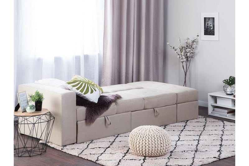 Citlalic 3-seter Sovesofa 90x210 cm med Oppbevaring i Stoff - Beige - Møbler - Sofaer - Sovesofaer