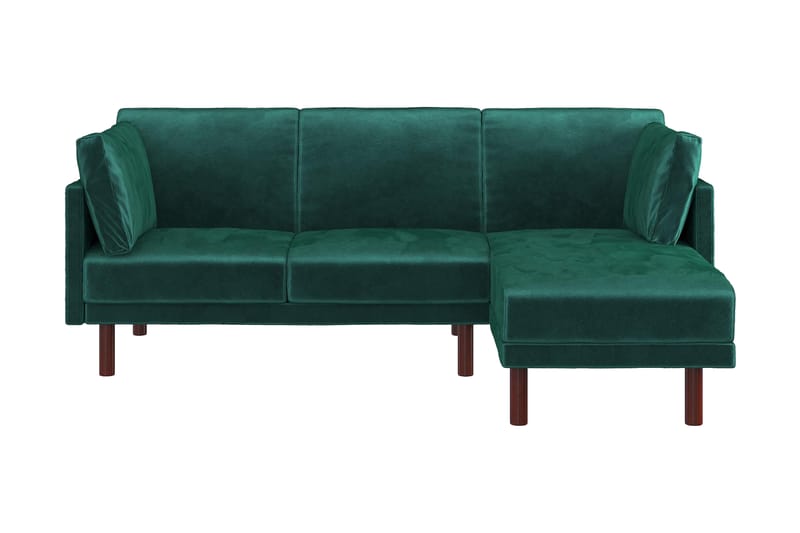 Clair 3-seters Sovesofa med Sjeselong Justerbar Fløyel/Grønn - Dorel Home - Møbler - Sofaer - Sovesofaer