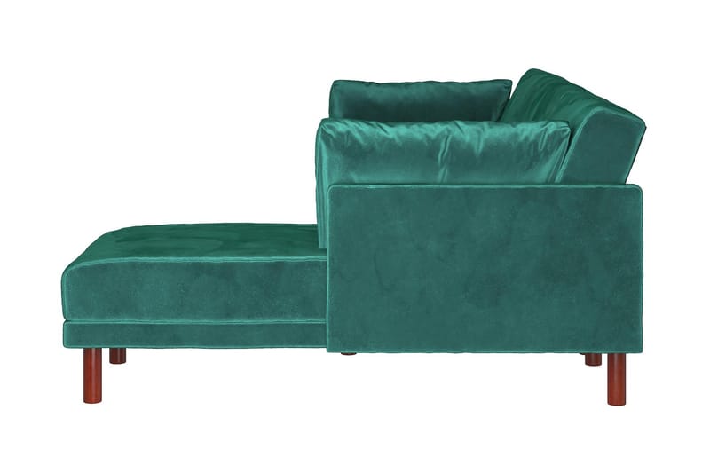 Clair 3-seters Sovesofa med Sjeselong Justerbar Fløyel/Grønn - Dorel Home - Møbler - Sofaer - Sovesofaer