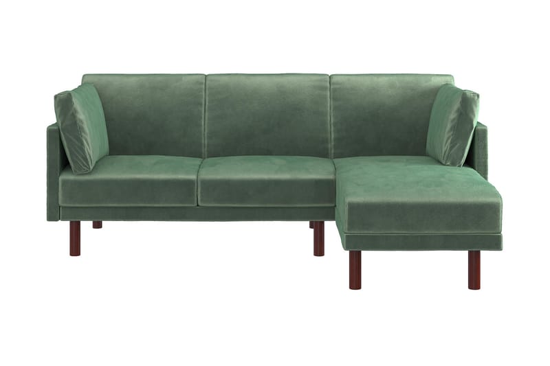 Clair 3-seters Sovesofa med Sjeselong Justerbar Fløyel/Grønn - Dorel Home - Møbler - Sofaer - Sovesofaer