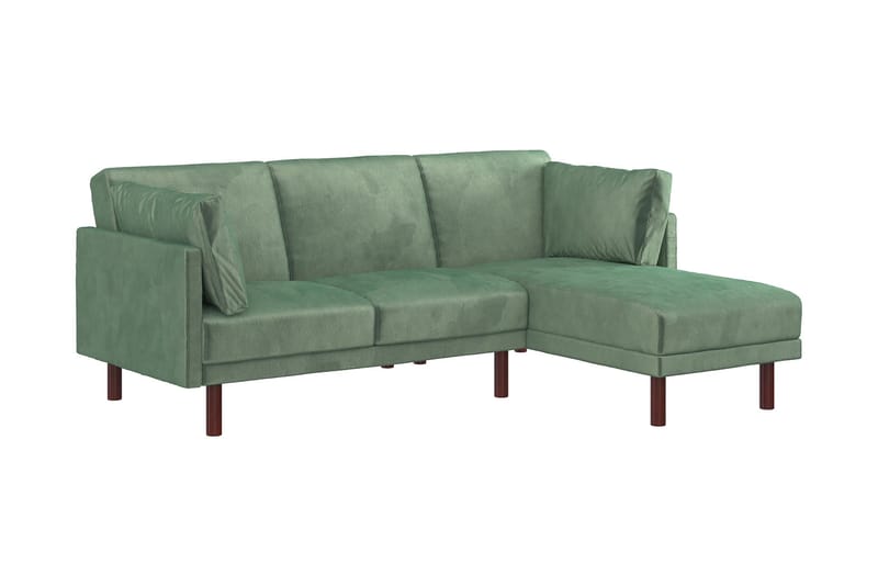 Clair 3-seters Sovesofa med Sjeselong Justerbar Fløyel/Grønn - Dorel Home - Møbler - Sofaer - Sovesofaer