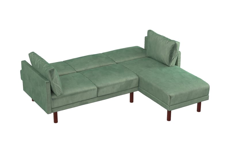 Clair 3-seters Sovesofa med Sjeselong Justerbar Fløyel/Grønn - Dorel Home - Møbler - Sofaer - Sovesofaer