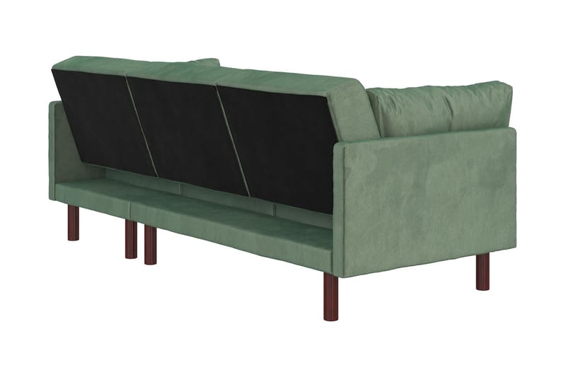 Clair 3-seters Sovesofa med Sjeselong Justerbar Fløyel/Grønn - Dorel Home - Møbler - Sofaer - Sovesofaer