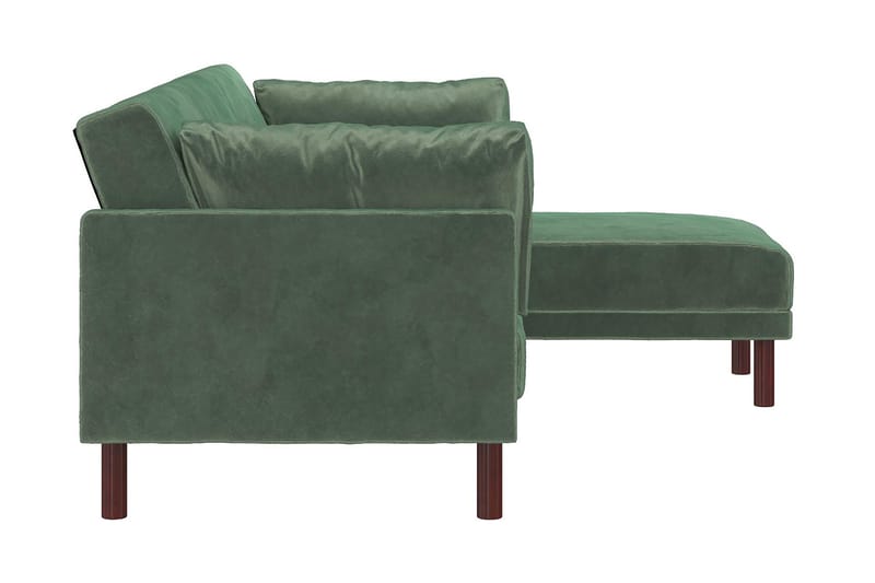 Clair 3-seters Sovesofa med Sjeselong Justerbar Fløyel/Grønn - Dorel Home - Møbler - Sofaer - Sovesofaer