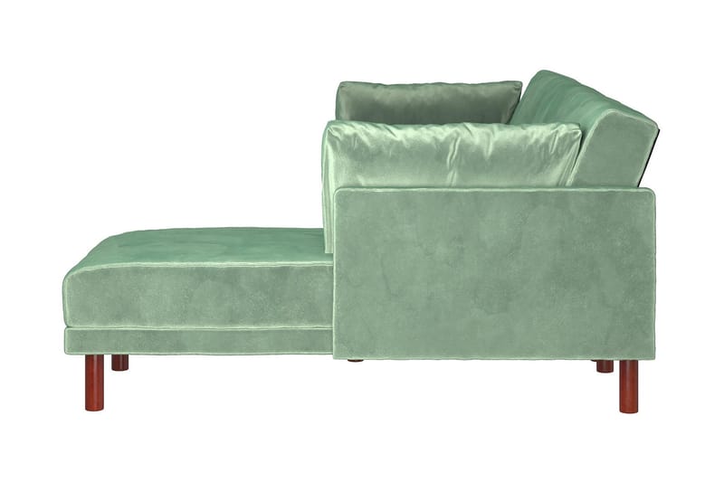Clair 3-seters Sovesofa med Sjeselong Justerbar Fløyel/Grønn - Dorel Home - Møbler - Sofaer - Sovesofaer