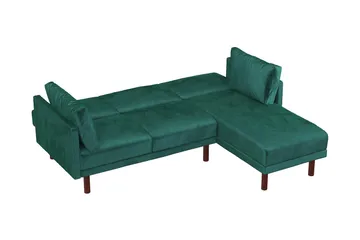 Clair 3-seters Sovesofa med Sjeselong Justerbar Fløyel/Grønn - Dorel Home - Møbler - Sofaer - Sovesofaer - Sovesofa divan
