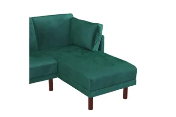 Clair 3-seters Sovesofa med Sjeselong Justerbar Fløyel/Grønn - Dorel Home - Møbler - Sofaer - Sovesofaer - Sovesofa divan