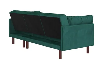 Clair 3-seters Sovesofa med Sjeselong Justerbar Fløyel/Grønn - Dorel Home - Møbler - Sofaer - Sovesofaer - Sovesofa divan