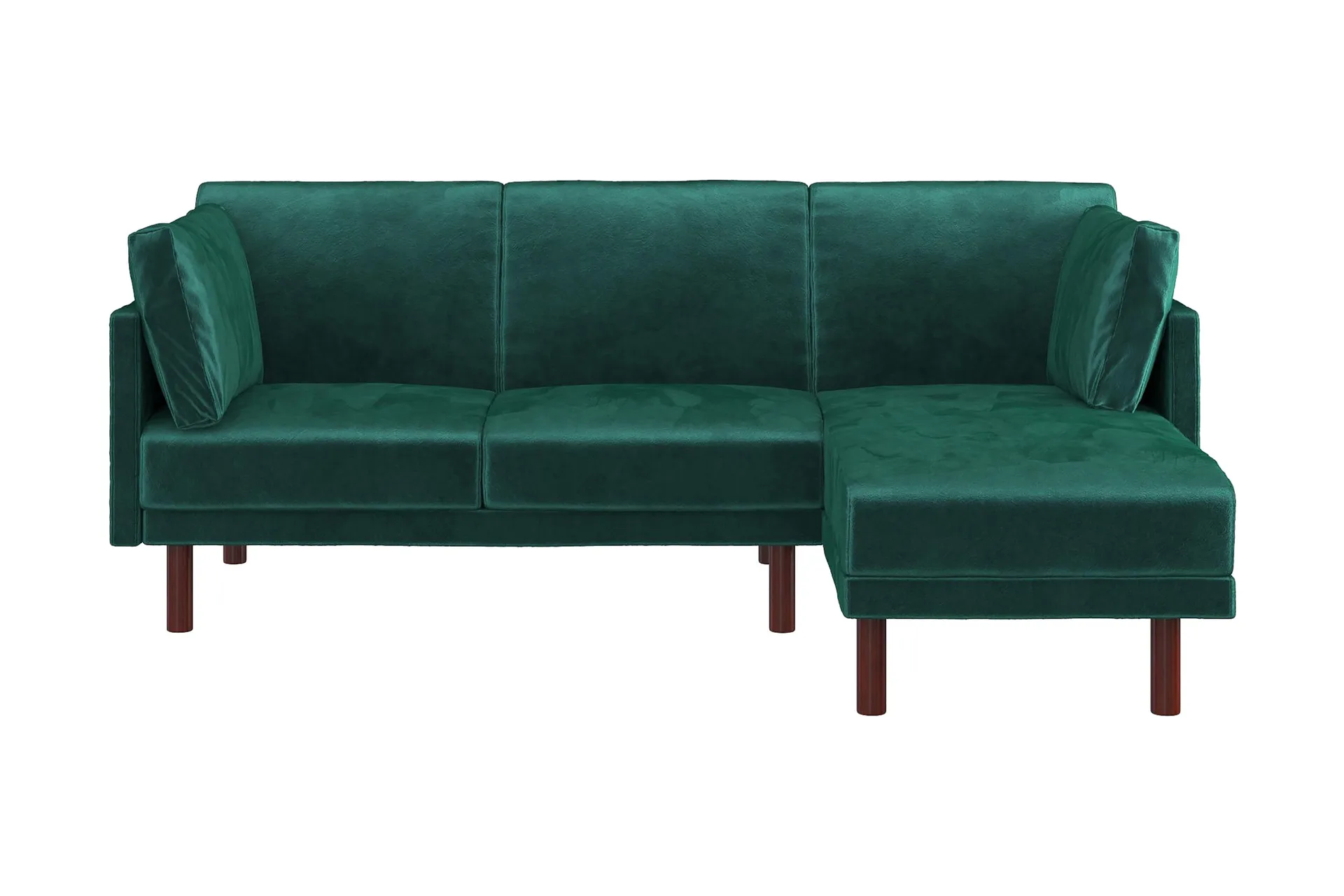 Clair 3-seters Sovesofa med Sjeselong Justerbar Fløyel/Grønn - Dorel Home