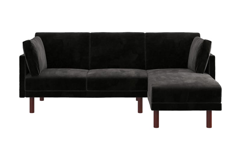 Clair 3-seters Sovesofa med Sjeselong Justerbar Fløyel/Svart - Dorel Home - Møbler - Sofaer - Sovesofaer