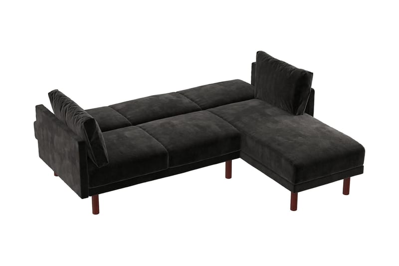 Clair 3-seters Sovesofa med Sjeselong Justerbar Fløyel/Svart - Dorel Home - Møbler - Sofaer - Sovesofaer