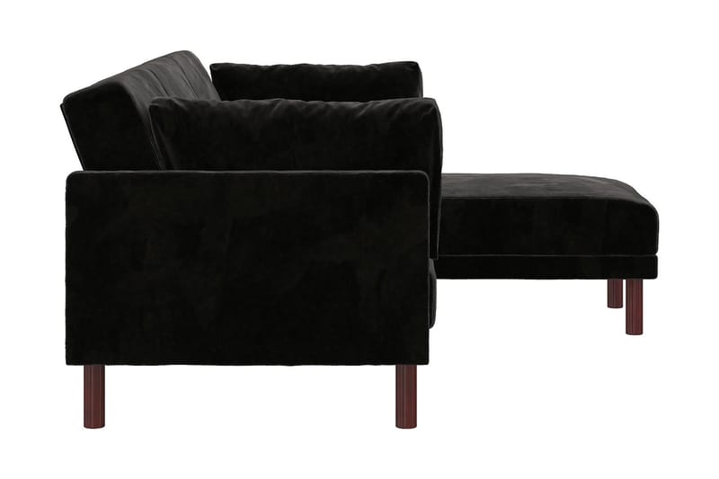 Clair 3-seters Sovesofa med Sjeselong Justerbar Fløyel/Svart - Dorel Home - Møbler - Sofaer - Sovesofaer