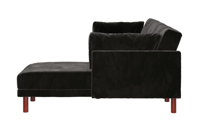 Clair 3-seters Sovesofa med Sjeselong Justerbar Fløyel/Svart - Dorel Home - Møbler - Sofaer - Sovesofaer