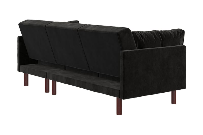 Clair 3-seters Sovesofa med Sjeselong Justerbar Fløyel/Svart - Dorel Home - Møbler - Sofaer - Sovesofaer
