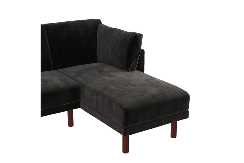 Clair 3-seters Sovesofa med Sjeselong Justerbar Fløyel/Svart - Dorel Home - Møbler - Sofaer - Sovesofaer