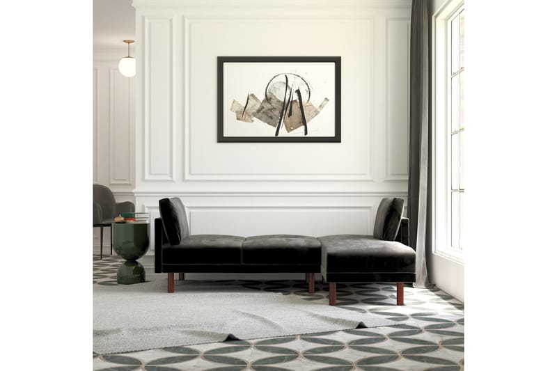 Clair 3-seters Sovesofa med Sjeselong Justerbar Fløyel/Svart - Dorel Home - Møbler - Sofaer - Sovesofaer