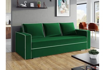 Clarina 3-seters Sovesofa 143x200 cm med Oppbevaring i Fløyel - Grønn - Møbler - Sofaer - Sovesofaer