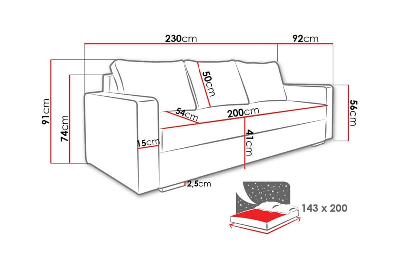 Clarina 3-sits Bäddsoffa NO_BRAND Green - Møbler - Sofaer - Sovesofaer