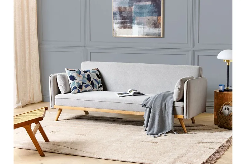 Clem Sovesofa 3-seter - Grå/Lyst tre - Møbler - Sofaer - Sovesofaer