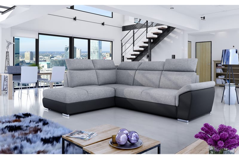 Coroniella Hjørnesovesofa - Grå/Svart - Møbler - Sofaer - Sovesofaer
