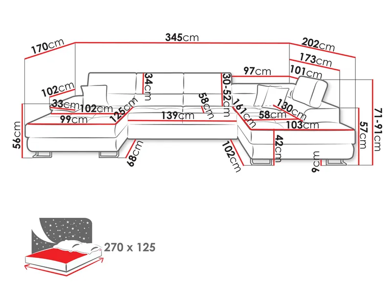 Cotere Hjørnesofa Venstre - Grå - Møbler - Sofaer - Sovesofaer