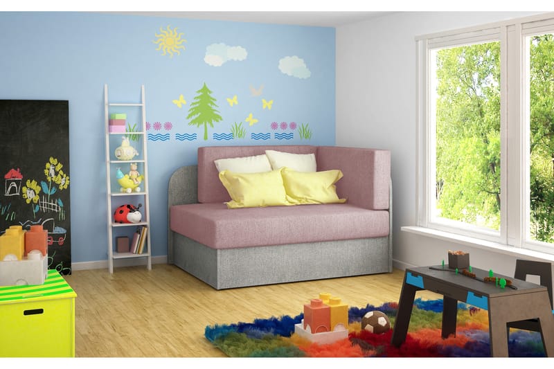Crenviz 1-seter Kompakt Sovesofa 73x166 cm i Stoff, Rosa|Grå