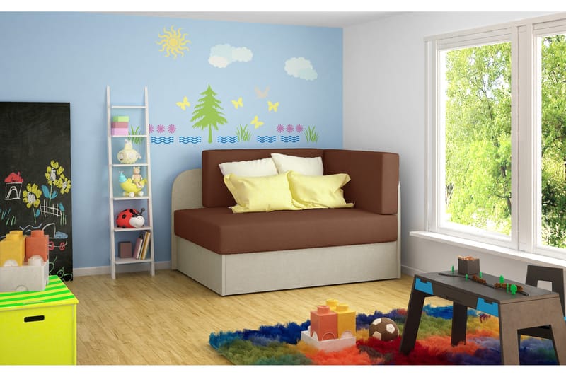 Crenviz 1-seter Kompakt Sovesofa 73x166 cm i Plysj, Beige|Brun